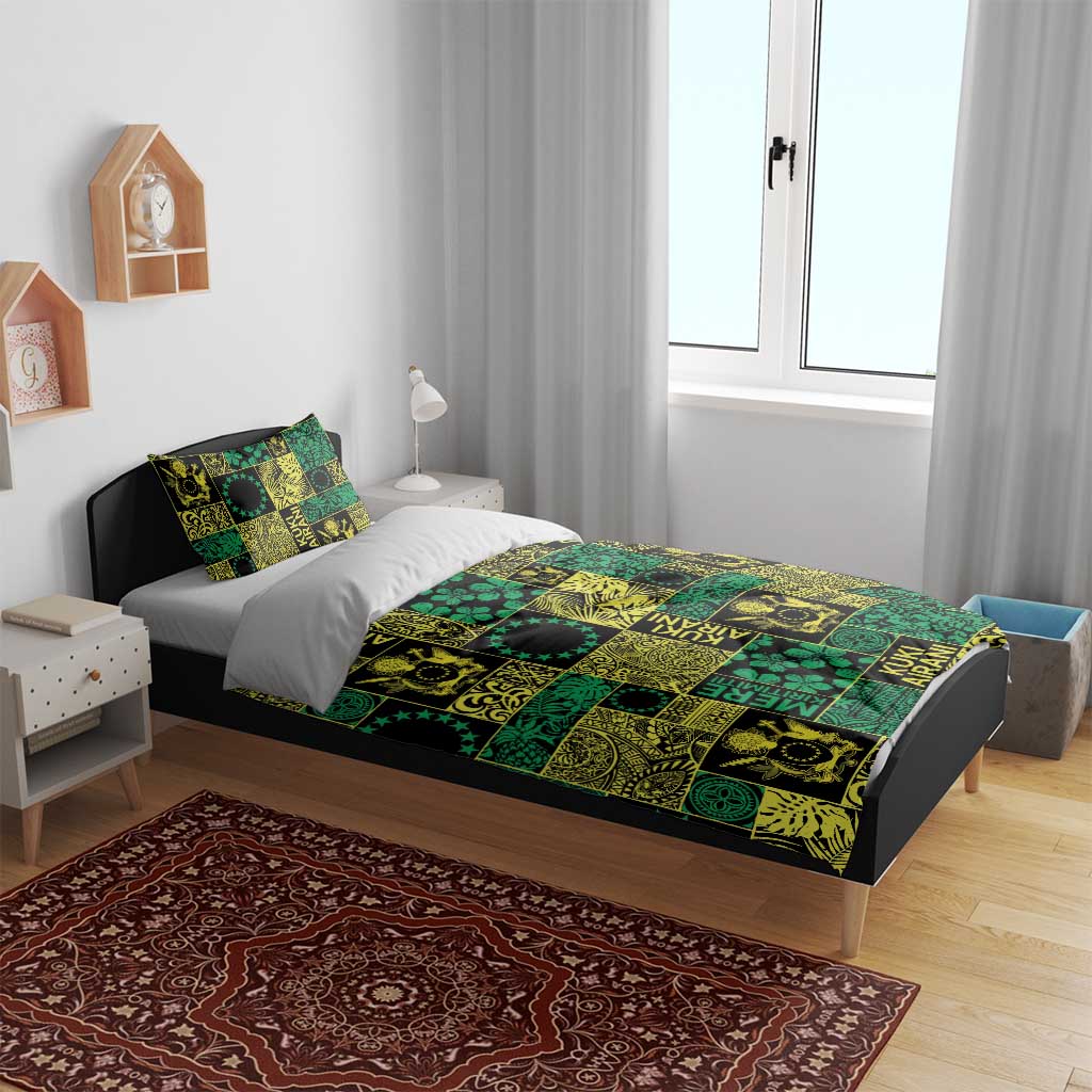 Cook Islands Mere Kiritimiti Bedding Set Pacific Patchwork Xmas Vibes LT9 - Polynesian Pride