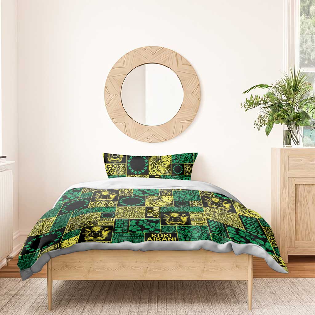 Cook Islands Mere Kiritimiti Bedding Set Pacific Patchwork Xmas Vibes LT9 - Polynesian Pride