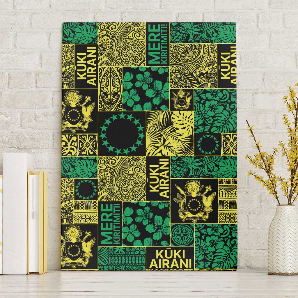 Cook Islands Mere Kiritimiti Canvas Wall Art Pacific Patchwork Xmas Vibes LT9 Without Frame Green - Polynesian Pride