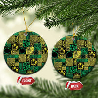 Cook Islands Mere Kiritimiti Ceramic Ornament Pacific Patchwork Xmas Vibes LT9 Circle Green - Polynesian Pride