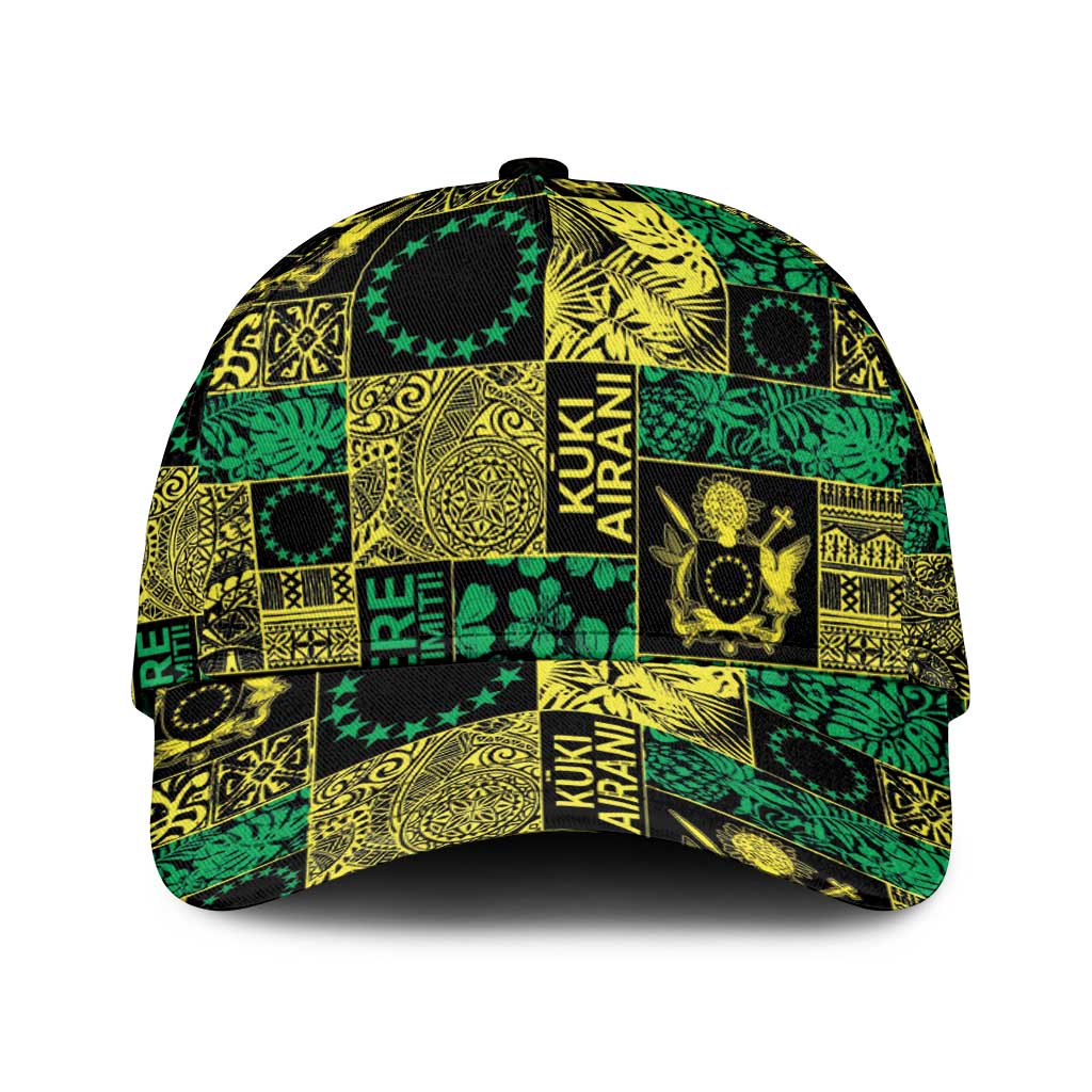 Cook Islands Mere Kiritimiti Classic Cap Pacific Patchwork Xmas Vibes LT9 Universal Fit Green - Polynesian Pride