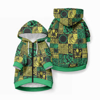 Cook Islands Mere Kiritimiti Pet Hoodie Pacific Patchwork Xmas Vibes LT9 Zip-up Green - Polynesian Pride