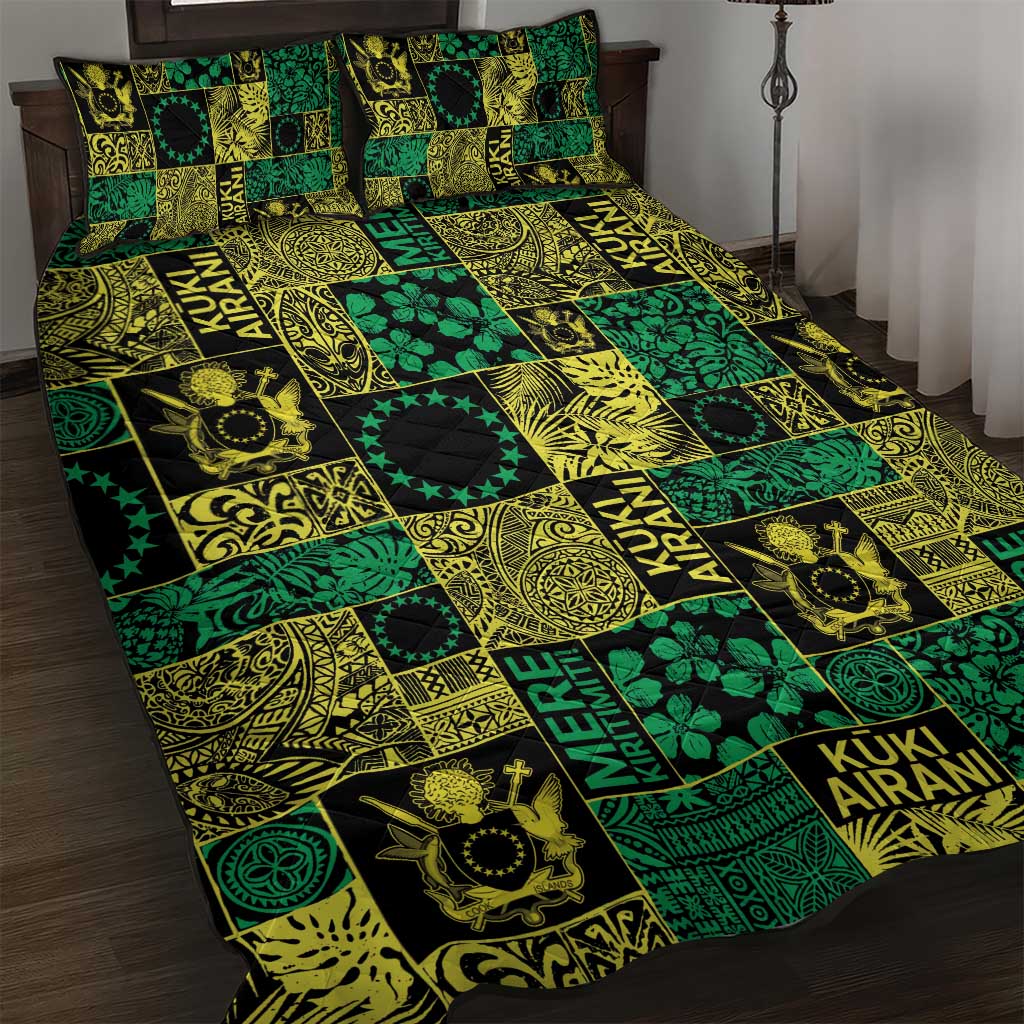Cook Islands Mere Kiritimiti Quilt Bed Set Pacific Patchwork Xmas Vibes LT9 Green - Polynesian Pride