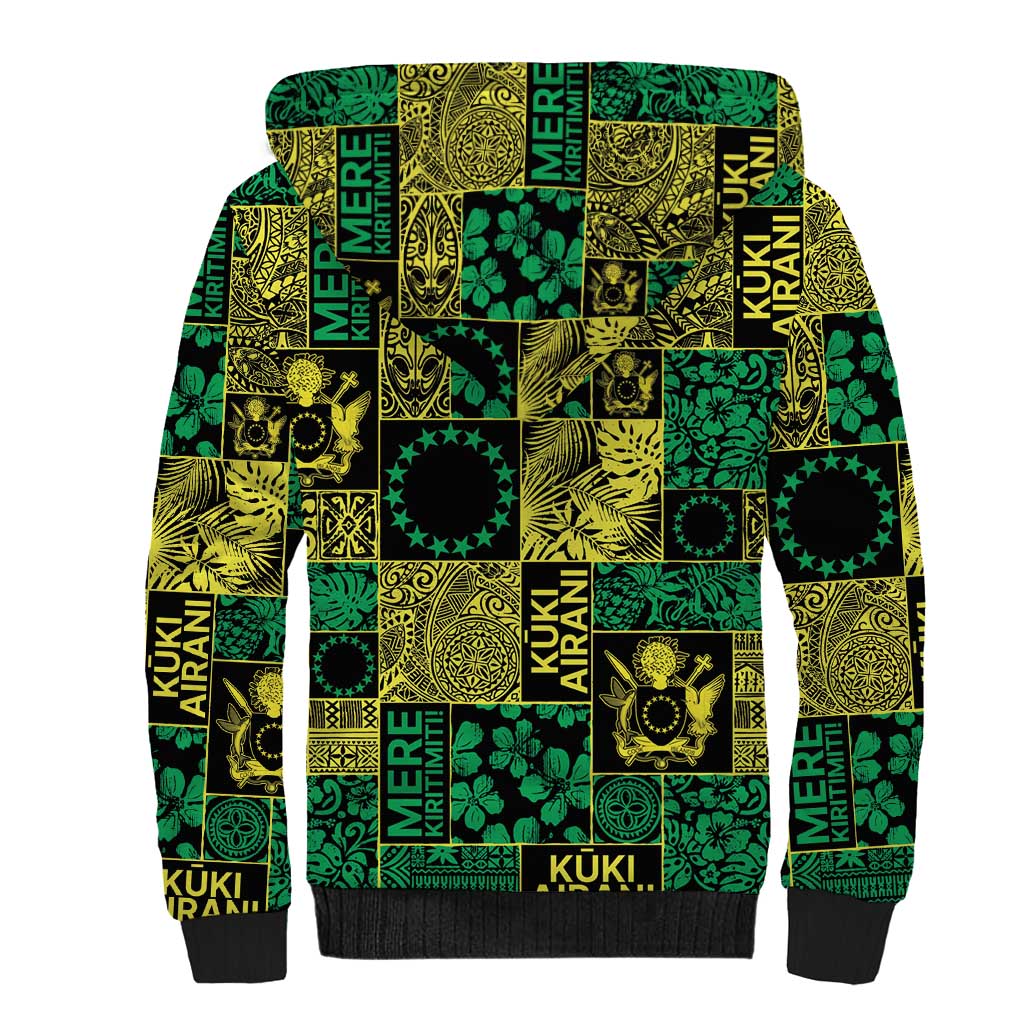 Cook Islands Mere Kiritimiti Sherpa Hoodie Pacific Patchwork Xmas Vibes LT9 - Polynesian Pride