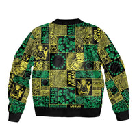 Cook Islands Mere Kiritimiti Sleeve Zip Bomber Jacket Pacific Patchwork Xmas Vibes LT9 - Polynesian Pride