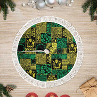 Cook Islands Mere Kiritimiti Tree Skirt Pacific Patchwork Xmas Vibes LT9 Fringed Green - Polynesian Pride