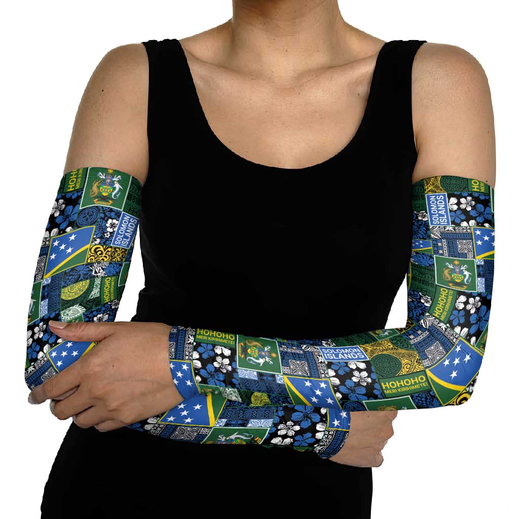 Solomon Islands Meri Kirihimete Arm Sleeves Pacific Patchwork Xmas Vibes LT9 - Polynesian Pride