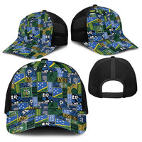 Solomon Islands Meri Kirihimete Baseball Net Cap Pacific Patchwork Xmas Vibes LT9 - Polynesian Pride