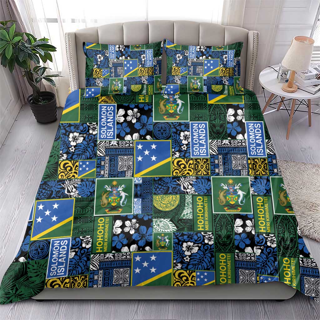 Solomon Islands Meri Kirihimete Bedding Set Pacific Patchwork Xmas Vibes LT9 - Polynesian Pride