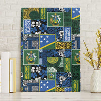 Solomon Islands Meri Kirihimete Canvas Wall Art Pacific Patchwork Xmas Vibes LT9 Without Frame Blue - Polynesian Pride
