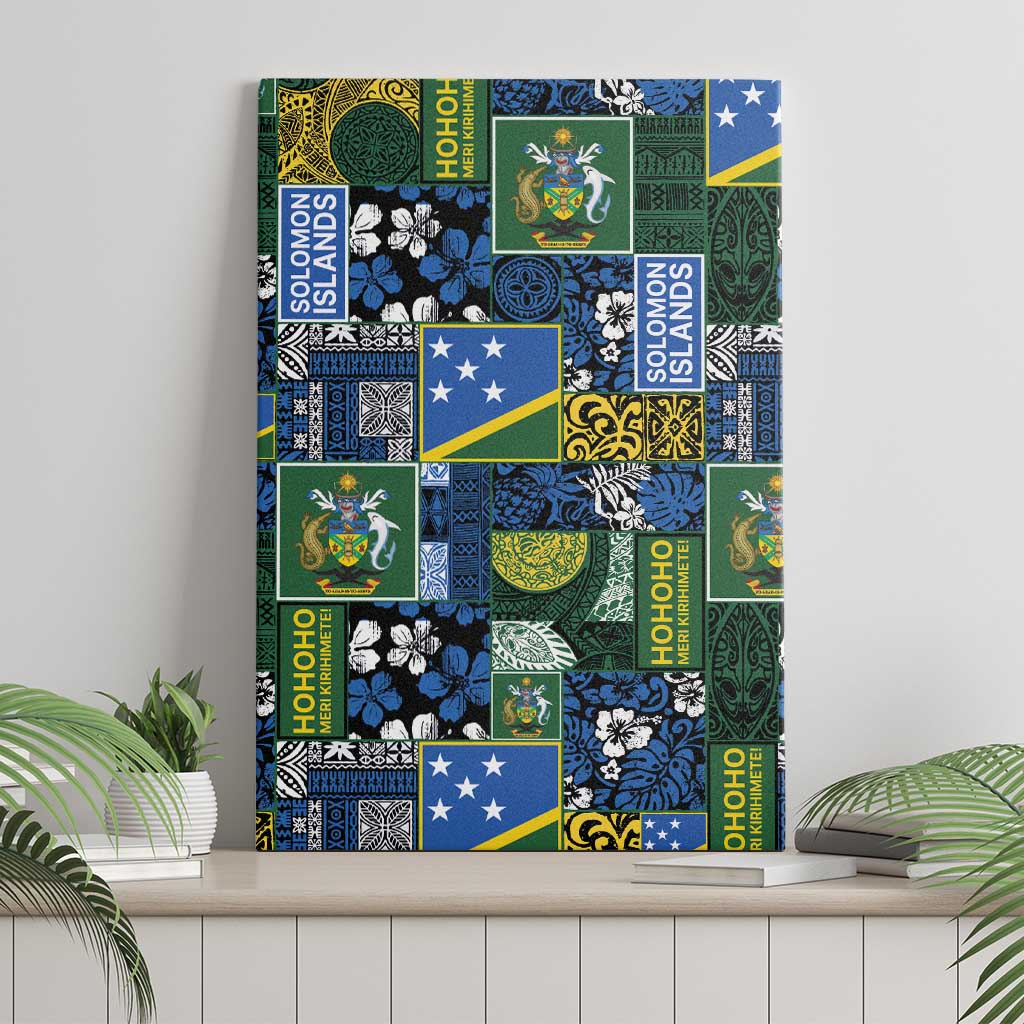 Solomon Islands Meri Kirihimete Canvas Wall Art Pacific Patchwork Xmas Vibes LT9 - Polynesian Pride