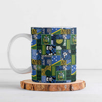 Solomon Islands Meri Kirihimete Ceramic Mug Pacific Patchwork Xmas Vibes LT9 Blue - Polynesian Pride