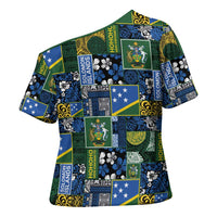 Solomon Islands Meri Kirihimete Cross Shoulder Shirt Pacific Patchwork Xmas Vibes LT9 - Polynesian Pride