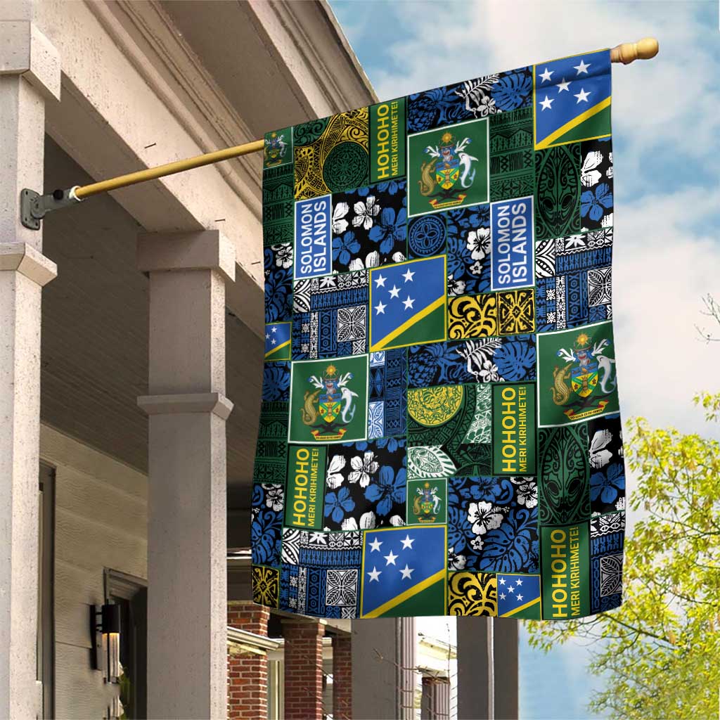 Solomon Islands Meri Kirihimete Garden Flag Pacific Patchwork Xmas Vibes LT9 House Flag Blue - Polynesian Pride