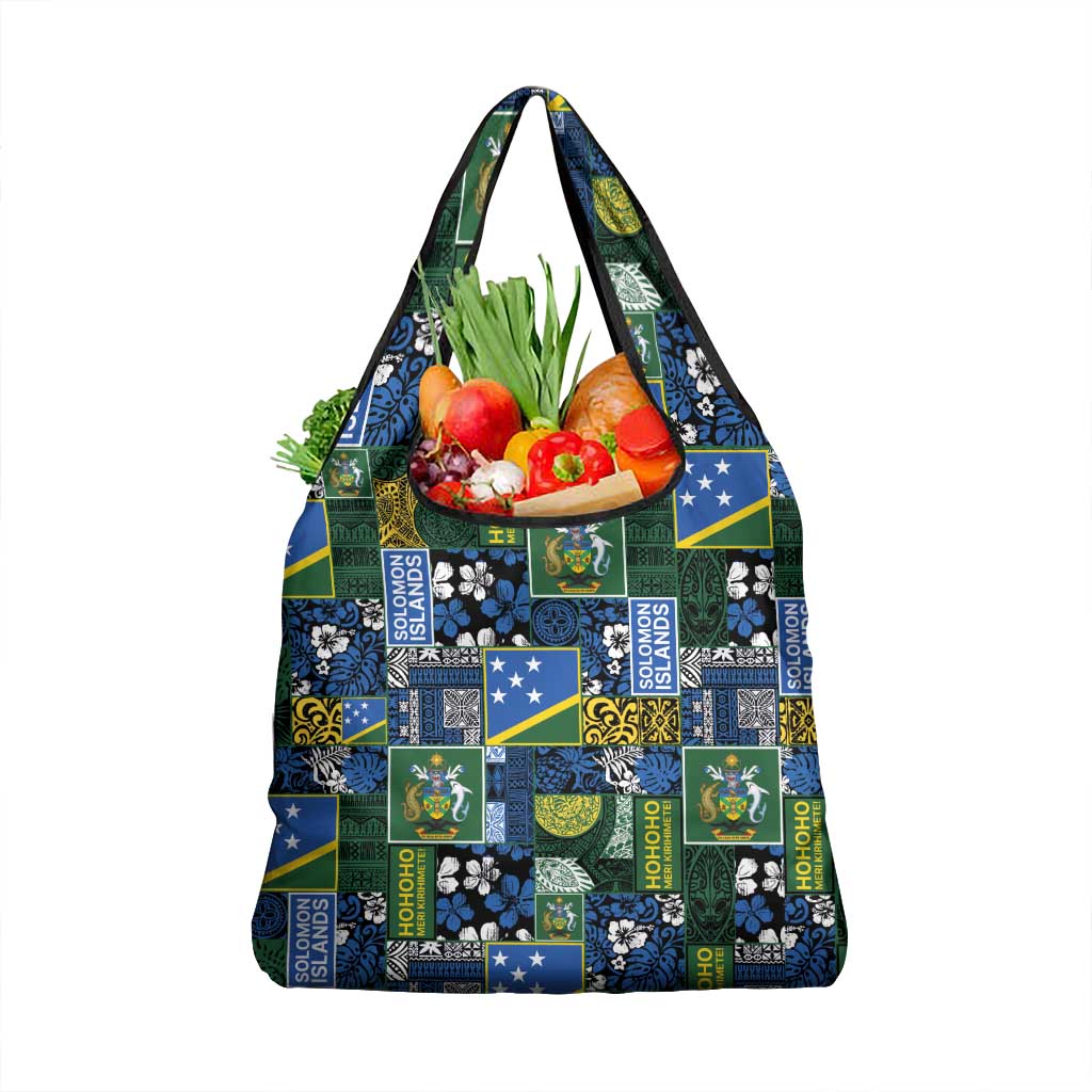 Solomon Islands Meri Kirihimete Grocery Bag Pacific Patchwork Xmas Vibes LT9 1-pack One Size Blue - Polynesian Pride