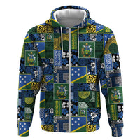 Solomon Islands Meri Kirihimete Hoodie Pacific Patchwork Xmas Vibes LT9 Zip Hoodie Blue - Polynesian Pride