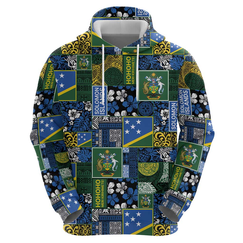 Solomon Islands Meri Kirihimete Hoodie Pacific Patchwork Xmas Vibes LT9 - Polynesian Pride