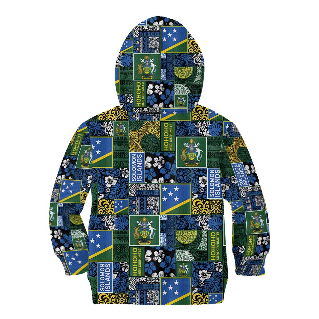 Solomon Islands Meri Kirihimete Kid Hoodie Pacific Patchwork Xmas Vibes LT9 - Polynesian Pride