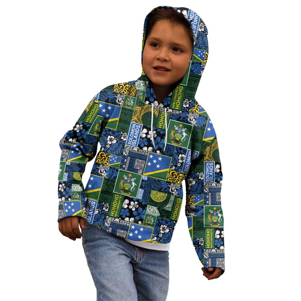 Solomon Islands Meri Kirihimete Kid Hoodie Pacific Patchwork Xmas Vibes LT9 - Polynesian Pride