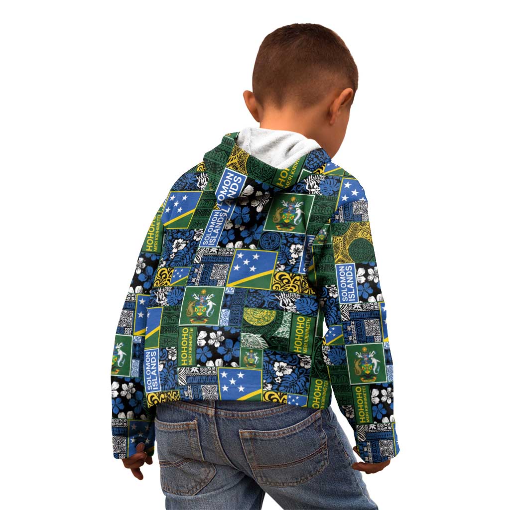 Solomon Islands Meri Kirihimete Kid Hoodie Pacific Patchwork Xmas Vibes LT9 - Polynesian Pride