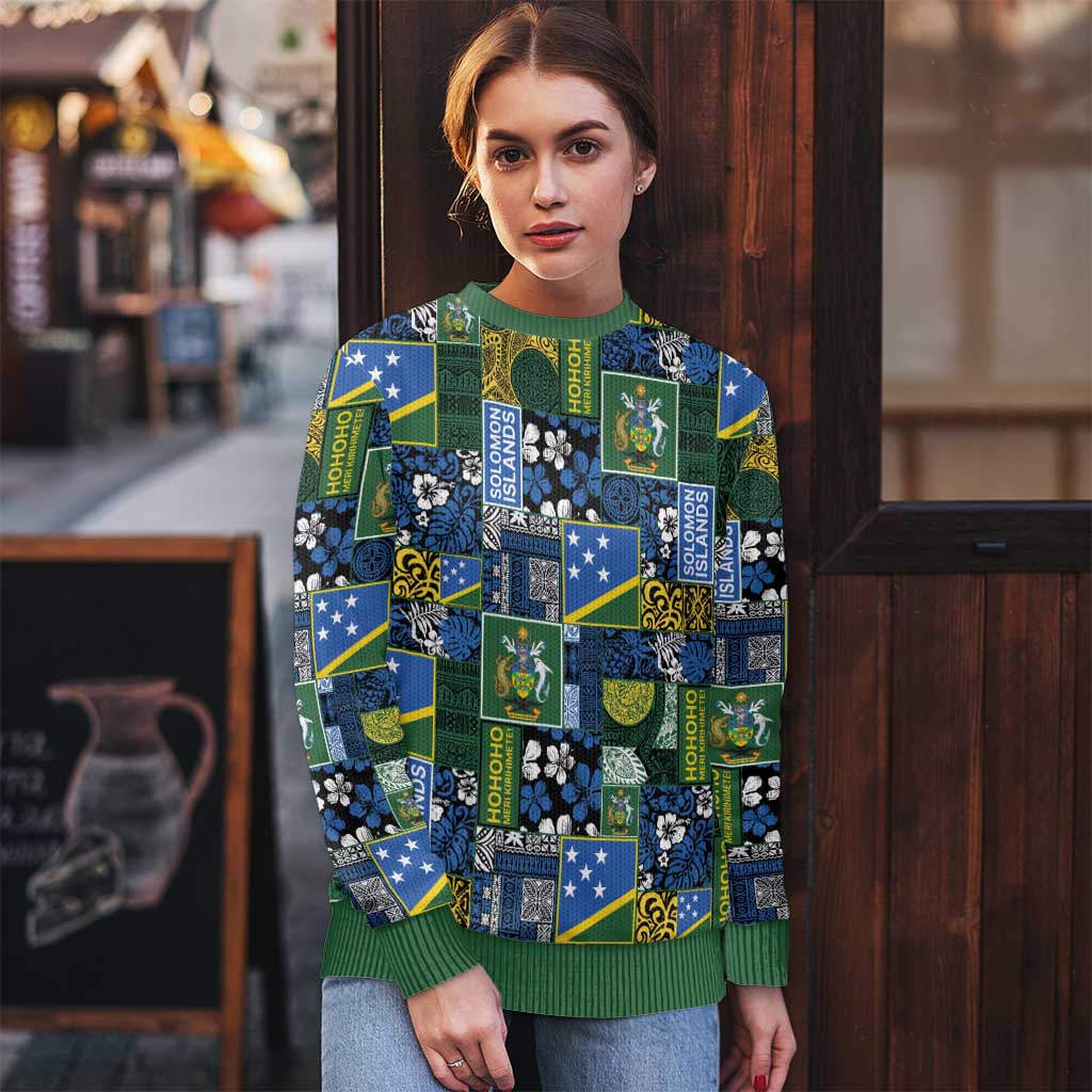 Solomon Islands Meri Kirihimete Ugly Christmas Sweater Pacific Patchwork Xmas Vibes LT9 - Polynesian Pride