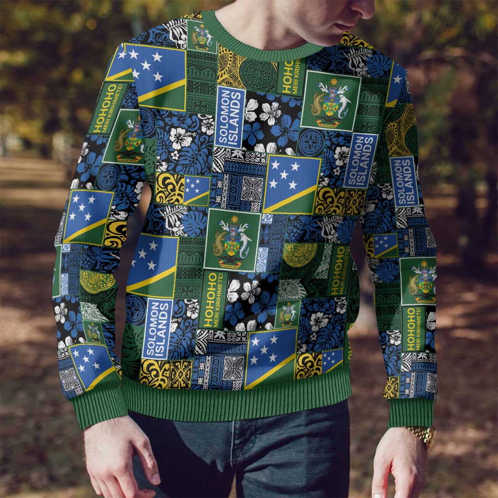 Solomon Islands Meri Kirihimete Ugly Christmas Sweater Pacific Patchwork Xmas Vibes LT9 - Polynesian Pride