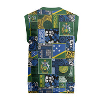 Solomon Islands Meri Kirihimete Christmas Knitted V-Neck Vest Pacific Patchwork Xmas Vibes LT9 - Polynesian Pride