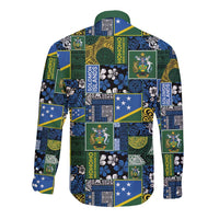 Solomon Islands Meri Kirihimete Long Sleeve Button Shirt Pacific Patchwork Xmas Vibes LT9 - Polynesian Pride