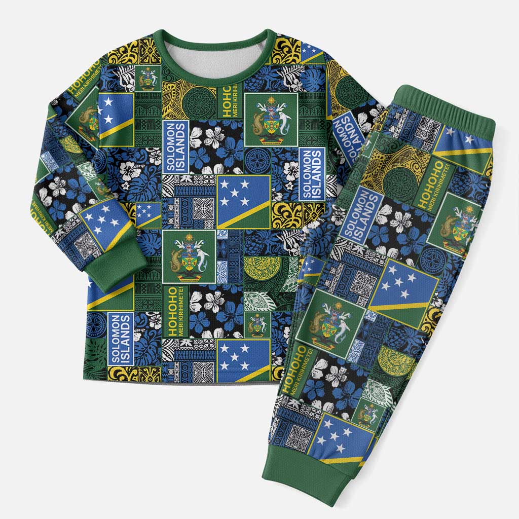Solomon Islands Meri Kirihimete Christmas Pajama Set Pacific Patchwork Xmas Vibes LT9 Men Blue - Polynesian Pride