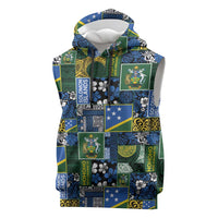 Solomon Islands Meri Kirihimete Sleeveless Hoodie Pacific Patchwork Xmas Vibes LT9 Blue - Polynesian Pride