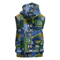 Solomon Islands Meri Kirihimete Sleeveless Hoodie Pacific Patchwork Xmas Vibes LT9 - Polynesian Pride