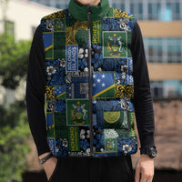 Solomon Islands Meri Kirihimete Sleeveless Puffer Jacket Pacific Patchwork Xmas Vibes LT9 - Polynesian Pride