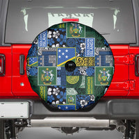 Solomon Islands Meri Kirihimete Spare Tire Cover Pacific Patchwork Xmas Vibes LT9 - Polynesian Pride