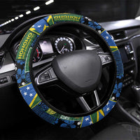 Solomon Islands Meri Kirihimete Steering Wheel Cover Pacific Patchwork Xmas Vibes LT9 Universal Fit Blue - Polynesian Pride