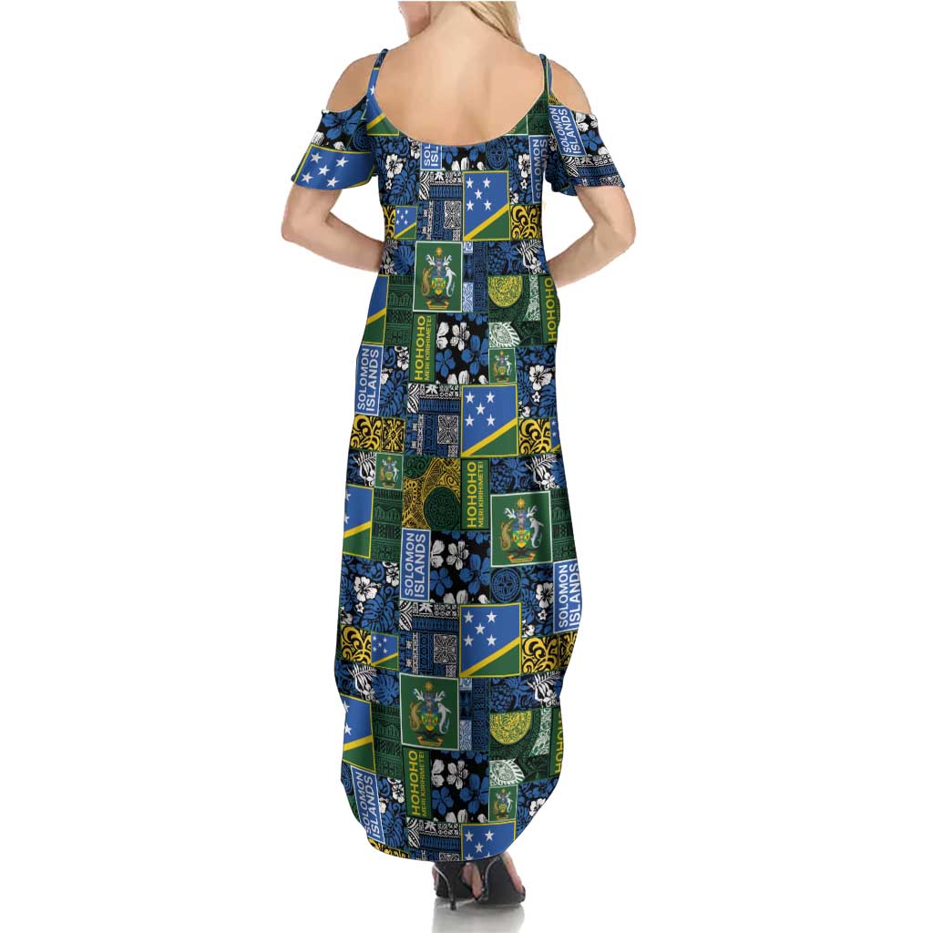 Solomon Islands Meri Kirihimete Summer Maxi Dress Pacific Patchwork Xmas Vibes LT9 - Polynesian Pride