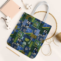 Solomon Islands Meri Kirihimete Tote Bag Pacific Patchwork Xmas Vibes LT9 White Strap One Size Blue - Polynesian Pride