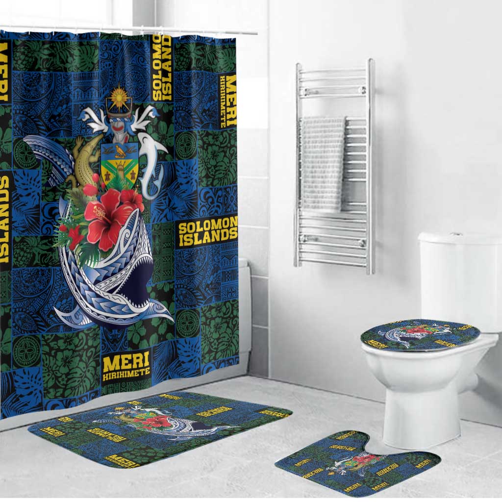 Solomon Islands Meri Kirihimete Bathroom Set Funny Santa Riding Shark LT9 Bathroom Set (4 pcs) Blue - Polynesian Pride