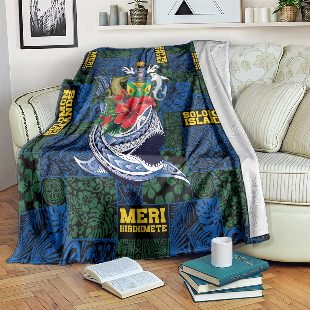 Solomon Islands Meri Kirihimete Blanket Funny Santa Riding Shark LT9 Blue - Polynesian Pride