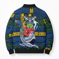Solomon Islands Meri Kirihimete Bomber Puffer Jacket Funny Santa Riding Shark LT9 - Polynesian Pride