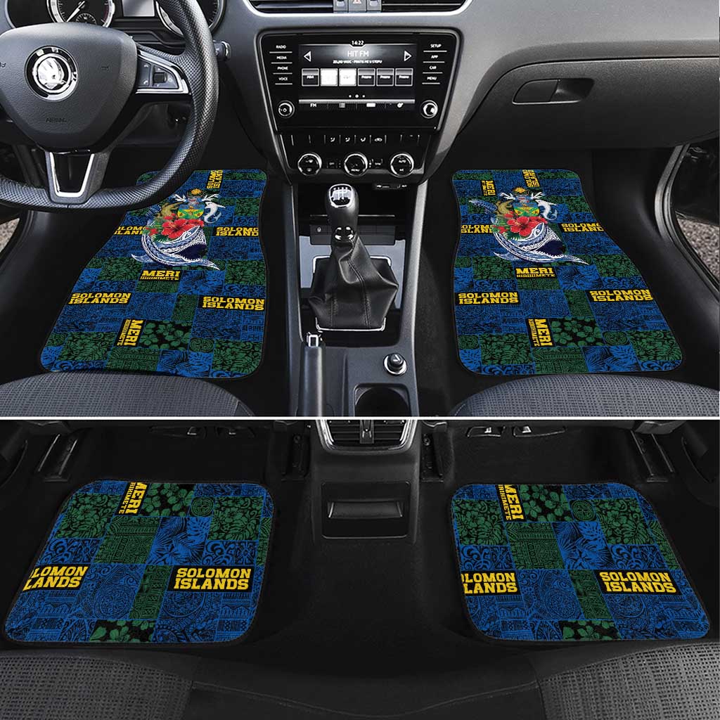 Solomon Islands Meri Kirihimete Car Mats Funny Santa Riding Shark LT9 Set 4pcs Blue - Polynesian Pride