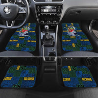 Solomon Islands Meri Kirihimete Car Mats Funny Santa Riding Shark LT9 Set 4pcs Blue - Polynesian Pride