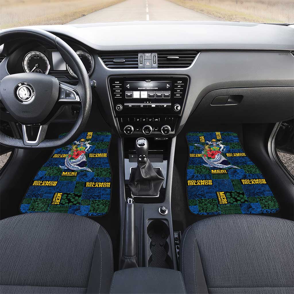 Solomon Islands Meri Kirihimete Car Mats Funny Santa Riding Shark LT9 Set 2pcs - Front Blue - Polynesian Pride