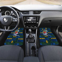Solomon Islands Meri Kirihimete Car Mats Funny Santa Riding Shark LT9 Set 2pcs - Front Blue - Polynesian Pride