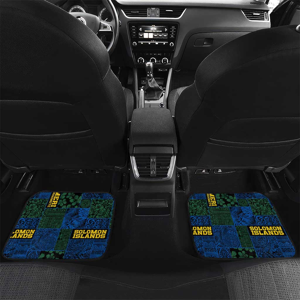Solomon Islands Meri Kirihimete Car Mats Funny Santa Riding Shark LT9 Set 2pcs - Back Blue - Polynesian Pride