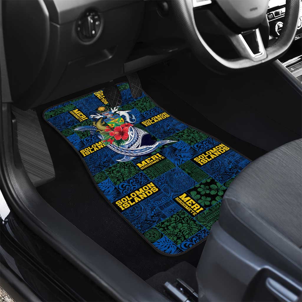 Solomon Islands Meri Kirihimete Car Mats Funny Santa Riding Shark LT9 - Polynesian Pride