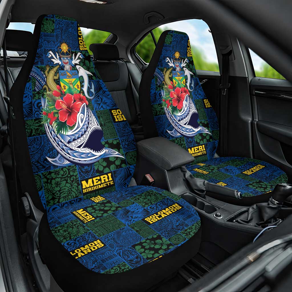 Solomon Islands Meri Kirihimete Car Seat Cover Funny Santa Riding Shark LT9 One Size Blue - Polynesian Pride