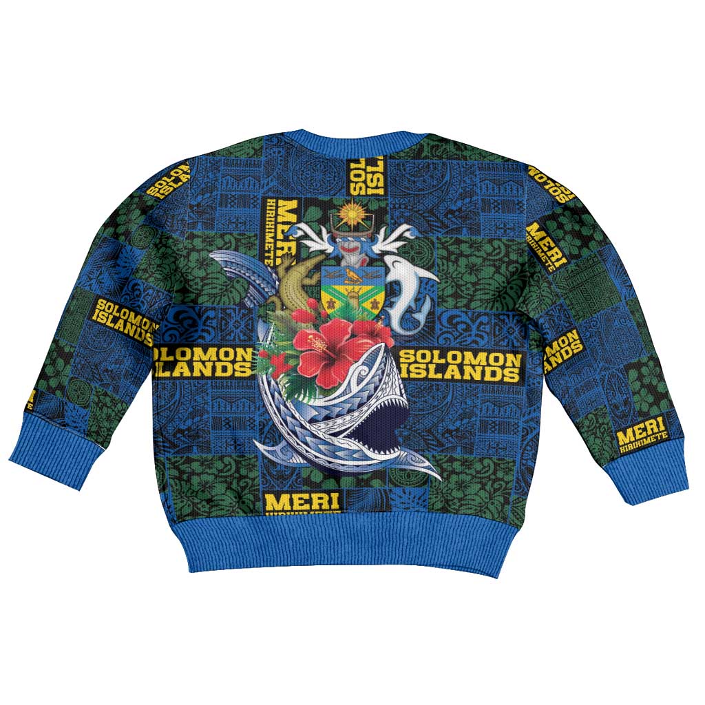 Solomon Islands Meri Kirihimete Kid Ugly Christmas Sweater Funny Santa Riding Shark LT9 - Polynesian Pride