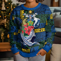 Solomon Islands Meri Kirihimete Kid Ugly Christmas Sweater Funny Santa Riding Shark LT9 - Polynesian Pride