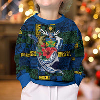 Solomon Islands Meri Kirihimete Kid Ugly Christmas Sweater Funny Santa Riding Shark LT9 - Polynesian Pride