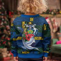Solomon Islands Meri Kirihimete Kid Ugly Christmas Sweater Funny Santa Riding Shark LT9 - Polynesian Pride